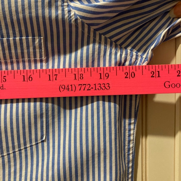 Croft & Barrow Women’s LS 3/4-Sleeve Blue & White Striped Shirt - MEDIUM - Picture 11 of 13